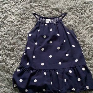 navy and white polka dot tank top